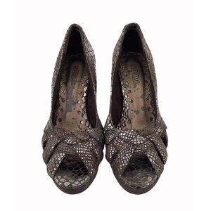 Seychelles Womens Open-Toe Snake Print Wedge Heels Size 7 Brown